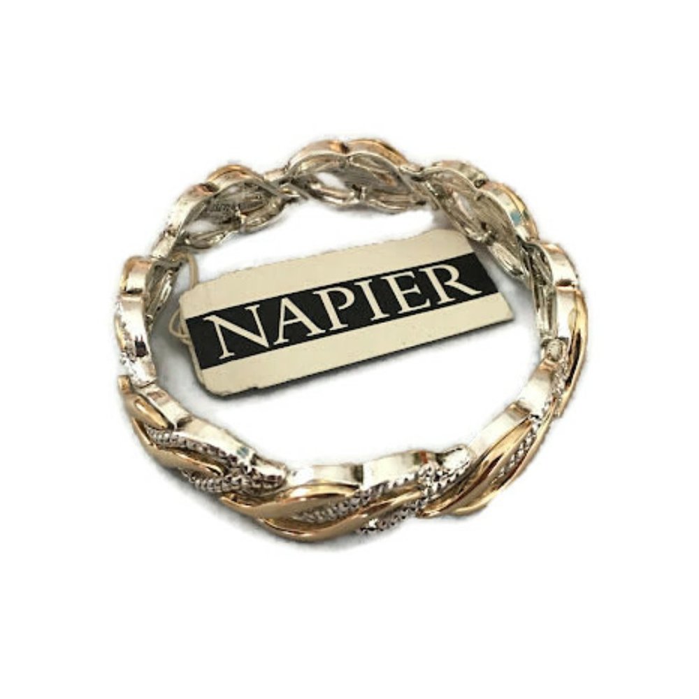 NAPIER Silver and Gold Stretch Bracelet NWT